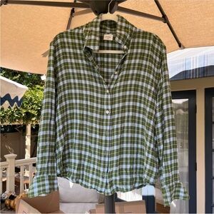 Wilfred (Aritzia) Green and White Plaid Shirt